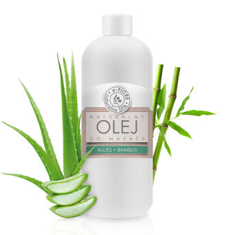 Olejek do masażu z wit.E 100% naturalny, świeży zapach ALOES + BAMBUS 500ml