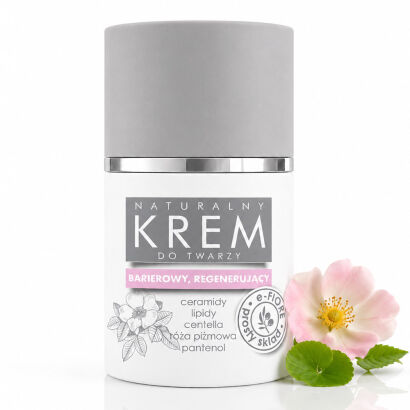 Naturalny krem BARIEROWY z lipidami, zapobiega TEWL, ceramidy, pantenol, centella, róża piżmowa 50ml