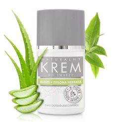 Naturalny krem do twarzy ALOESOWY z ZIELONĄ HERBATĄ kojąco-relaksujący 50ml