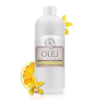 Olejek do masażu z wit.E 100% naturalny WANILIA Z POMARAŃCZĄ 500ml